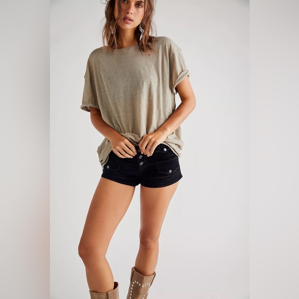 ❌SOLD❌We The Free Free People Size Xs Sage Green Clarity Ringer Tee Shirt - Picture 4 of 7